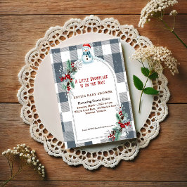 Winter Snowman Plaid Baby Shower Invitation Briefkaart