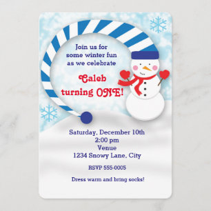 Winter Snowman Snowy Holiday Cute Party Uitnodigin Kaart