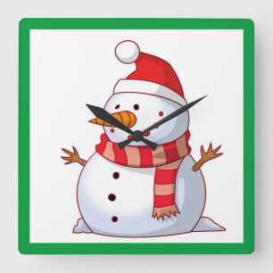 WINTER SNOWMAN VIERKANTE KLOK