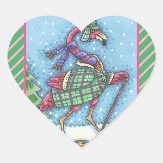 WINTER SNOWSHOES PINK FLAMINGO STICKERS Sheet Hrt (Voorkant)