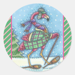 WINTER SNOWSHOES PINK FLAMINGO STICKERS Sheet RAND