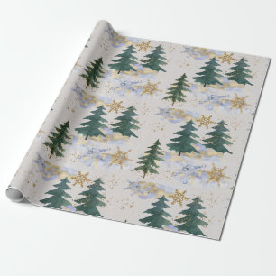 Winter Snowstorm in Fir Forest Wrapping Paper Cadeaupapier