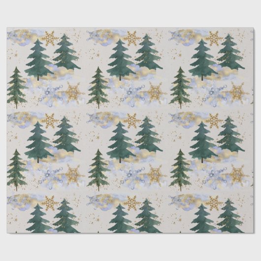 Winter Snowstorm in het Vuur Bos Wrapping Paper Cadeaupapier (Vlak)