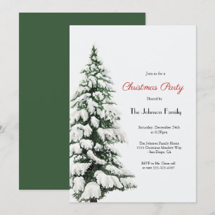 Winter Snowy Christmas Tree Christmas Party Kaart