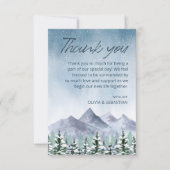 Winter Snowy Mountain Forest bruiloft Bedankkaart (Voorkant)