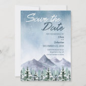 Winter Snowy Mountain Forest bruiloft Save The Date (Voorkant)