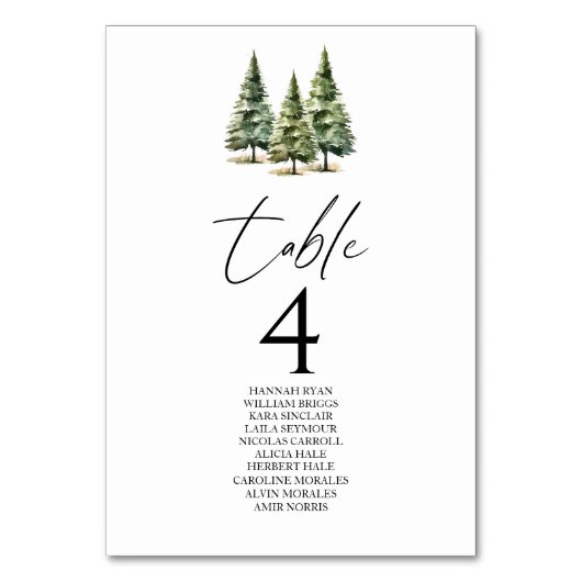 Winter Snowy Pine Tree Forest Wedding Kaart (Achterkant)