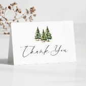 Winter Snowy Pine Tree Wedding Bedankkaart