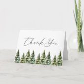 Winter Snowy Pine Tree Wedding Bedankkaart (Voorkant)