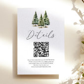 Winter Snowy Pine Trees QR Code Trouwdetails Informatiekaartje