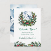 Winter Snowy Pine Wreath Wedding Bedankkaart (Voorkant / Achterkant)