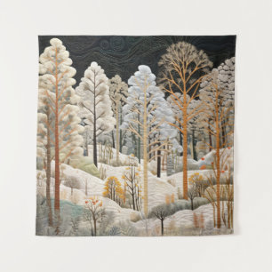 Winter Snowy Quilt Tapestry Wandkleed