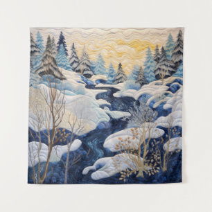 Winter Snowy Quilt Tapestry Wandkleed