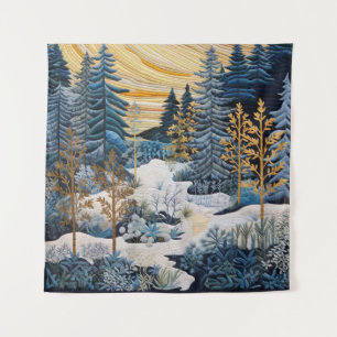Winter Snowy Quilt Tapestry Wandkleed