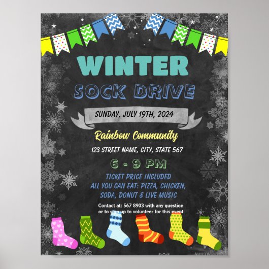 Winter sok drive flyer Sjabloon Poster (Voorkant)