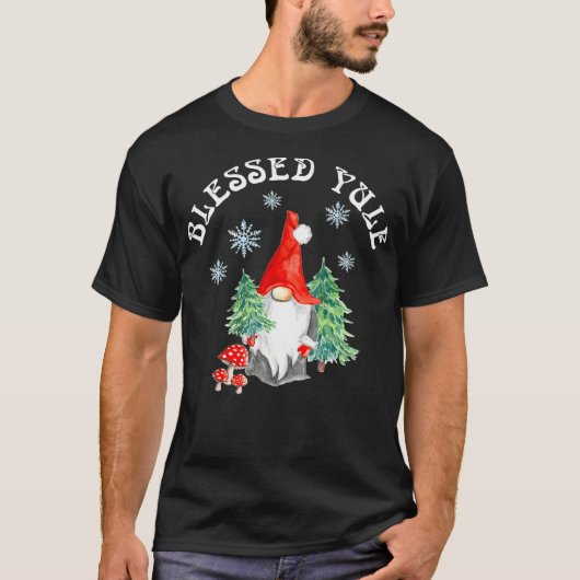Winter Solstice Blessed Yule Pagan Holiday Gnome T-shirt (Voorkant)
