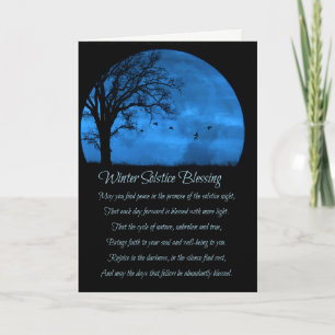 Winter Solstice Blessing Poem Moon Oak Tree Kaart