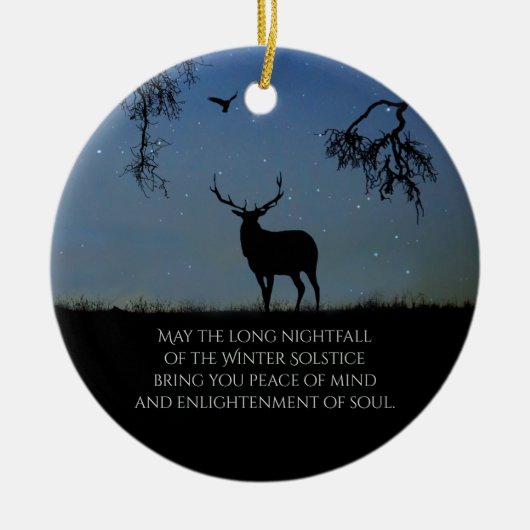 Winter Solstice Blessing with Elk en Raven Keramisch Ornament (Voorkant)