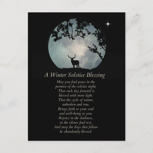 Winter Solstice Blessings Elk and Moon Briefkaart (Voorkant)