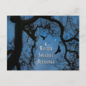 Winter Solstice Blessings Raven Oak Tree Moon Briefkaart (Voorkant)