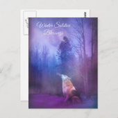 Winter Solstice Blessings Wolf en Snow Briefkaart (Voorkant / Achterkant)