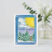 Winter Solstice Deer Sneeuw Waterverf Landschap Briefkaart (Staand voorkant)