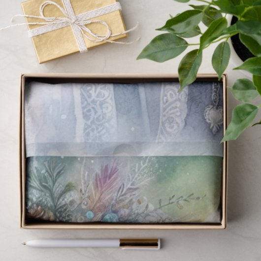 Winter Solstice Forest Godin en Uil Tissuepapier (Geschenk)