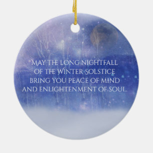 Winter Solstice Forest Snow and Moon Blessing Keramisch Ornament