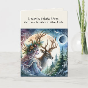 Winter Solstice Godin en Hert Zegenkaart Kaart