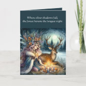 Winter Solstice Godin en Herten Wenskaart Kaart (Voorkant)