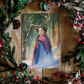 Winter Solstice Godin in het bos Feestdagen Kaart