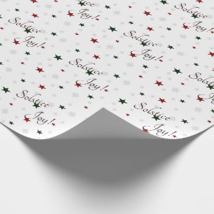 Winter Solstice Joy Red en Green Stars Cadeaupapier