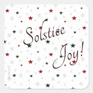 Winter Solstice Joy Red en Green Stars Vierkante Sticker