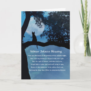 Winter Solstice Kat Blessings Holiday Kaart