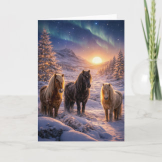 Winter Solstice Magic with Icelandic Horses Feestdagen Kaart