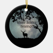 Winter Solstice met Elk en Moon Keramisch Ornament (Voorkant)