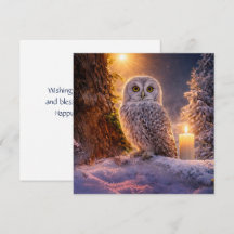 Winter Solstice Owl in the Snow Card