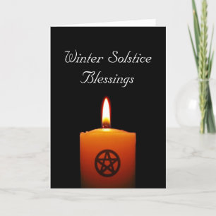 Winter Solstice Pagan Candle met Pentacle Card Feestdagen Kaart