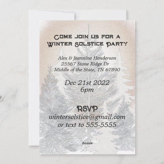 Winter Solstice Party Uitnodiging kale bomen (Achterkant)