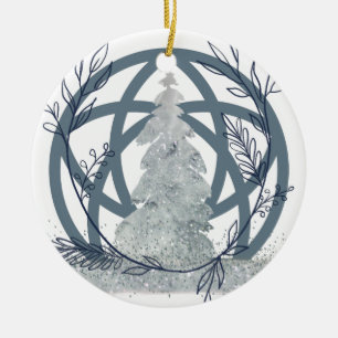 Winter Solstice Sneeuwglitter Tree Aangepaste naam Keramisch Ornament