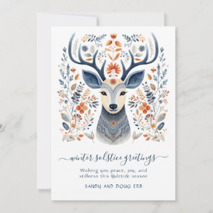 Winter Solstice Stag Yuletide Feestdagenkaart