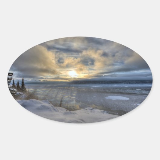 Winter Solstice Turnback Arm Ovale Sticker (Voorkant)