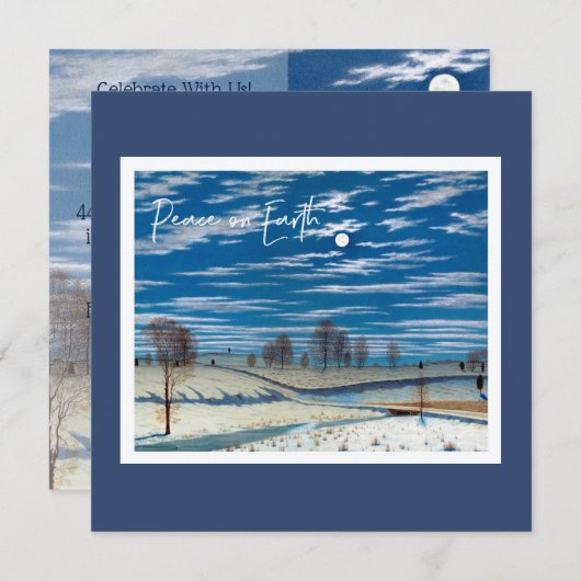 Winter Solstice Vakantie Uitnodiging - Maanverlich (Voorkant / Achterkant)