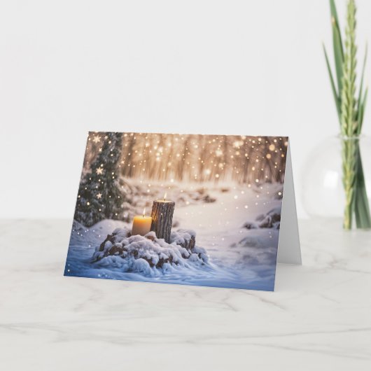 Winter Solstice with Snow and Candles in the Woods Kaart (Voorkant)