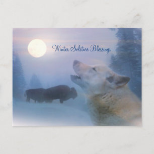 Winter Solstice Wolf & Buffalo Blessings Briefkaar Briefkaart