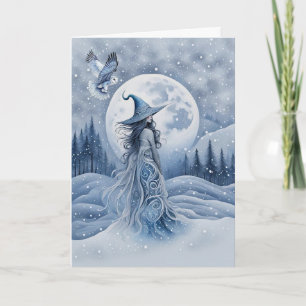 Winter Solstice Yule Folk Art Geïnspireerd Witchy Kaart