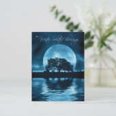 Winter Solstice Yule Oak Tree and Full Moon Briefkaart (Staand voorkant)