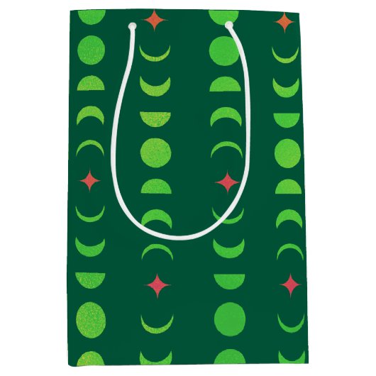 Winter Solstice Yule Wicca Maan Fasen Rood Groen Medium Cadeauzakje (Voorkant)