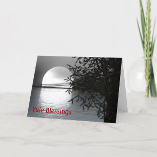 Winter Solstice Yule with moon over water Feestdagen Kaart