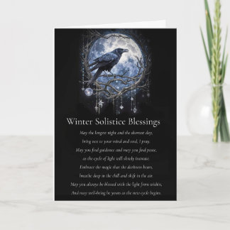Winter Solstice Yule with Raven Moon and Crystals  Kaart
